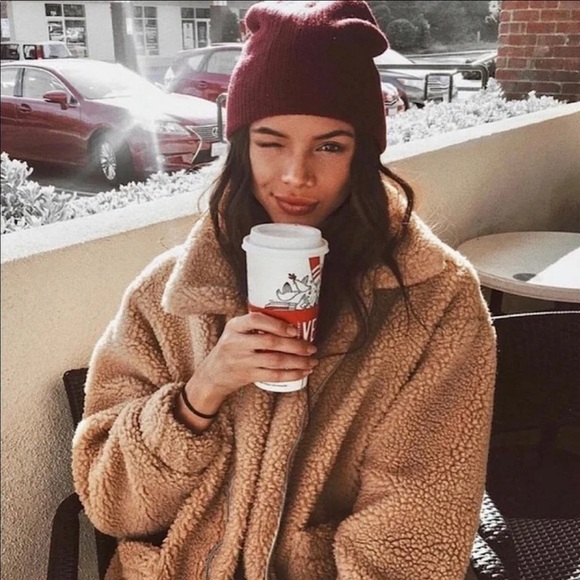 C&C California Tan Sherpa Teddy Coat Dual Pocket Zip Front Long Sleeve Jacket L - Picture 7 of 7